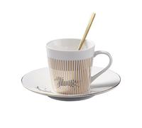 JINYISI Tasse à café rotative à réflexion dynamique, tasses à café en céramique, pour bureau et maison, avec soucoupe et cuillère 300 ml