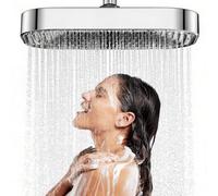 JINYOMFLY Grande Pommeau de Douche Pluie, 33cm Grosse Pomme de Douche Fixe, Tête de Douche avec Buses en Silicone Liquide, Grand Pommeau de Douche Exterieur