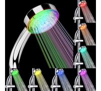 JINYOMFLY LED Douche, Pommeau Lumineux, Pomme de Douche Lumineux, Pomme de Douche Couleur, Douchette LED, à Changement Automatique de 7 Couleurs, Universelle, Chrome