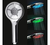JINYOMFLY Pomme de Douche LED avec Lumière, Pomme de Douche avec Éclairage LED, 12 cm Lampe de Douche Multifonctionnelle, 7 Couleurs Changement de Couleur Automatique (3 Modes de Douche, 7 Changements