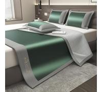JINYOU Drap de lit rafraîchissant en Soie glacée avec taies d'oreiller, Tapis de Couchage d'été Respirant, Drap Plat au Toucher Frais for Les Nuits Chaudes(C,150 * 200cm)
