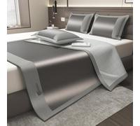 JINYOU Drap de lit rafraîchissant en Soie glacée avec taies d'oreiller, Tapis de Couchage d'été Respirant, Drap Plat au Toucher Frais for Les Nuits Chaudes(A,200 * 220cm)