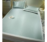 JINYOU Drap de lit rafraîchissant for l'été, Tapis de Couchage en rotin et Soie glacée, Ensemble de draps Plats Doux et Frais avec taies d'oreiller(C,120 * 200cm)