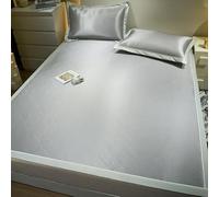 JINYOU Drap de lit rafraîchissant for l'été, Tapis de Couchage en rotin et Soie glacée, Ensemble de draps Plats Doux et Frais avec taies d'oreiller(E,120 * 200cm)