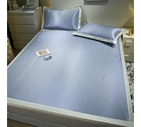 JINYOU Drap de lit rafraîchissant for l'été, Tapis de Couchage en rotin et Soie glacée, Ensemble de draps Plats Doux et Frais avec taies d'oreiller(D,150 * 200cm)