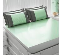 JINYOU Ensemble de literie d'été 3 pièces en Soie glacée, Tapis rafraîchissant Lavable, surmatelas Doux for climatisation for lit, dortoirs, Adultes et Enfants(B,1.8m x 2.0m)