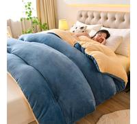 JINYOU Parure de lit en Velours Lait de qualité supérieure, légère et Luxueuse, avec Housse de Couette et Drap en Velours, et Parure de lit en Flanelle épaisse et Chaude.(E,150 * 200cm 3.4kg)