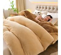 JINYOU Parure de lit en Velours Lait de qualité supérieure, légère et Luxueuse, avec Housse de Couette et Drap en Velours, et Parure de lit en Flanelle épaisse et Chaude.(D,180 * 220cm 3.5kg)