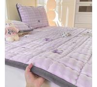 JINYOU Surmatelas en Peluche et Ensemble de literie Confortable, Housse de Matelas en Velours de Lait épaissi avec Fausse Fourrure de Lapin Douce, draps de lit Chauds(A,120 * 200cm)