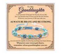 JINYRSOC Bracelet tressé à la main avec nœud cerise « To My Granddaughter » pour petite-fille, remise de diplôme, retour à l'école, bracelet tressé à la main réglable pour femme, cadeau d'anniversaire