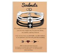 JINYRSOC Bracelets assortis pour couple - Cadeau pour âme sœur, petite amie, petit ami, mari, épouse, Medium, Acier inoxydable, Pas de gemme