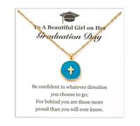 JINYRSOC Cadeau de remise de diplôme pour elle 2025, collier avec croix colorée pour femmes et filles, cadeau inspirant pour meilleure amie ou fille, Acier inoxydable, Pas de gemme