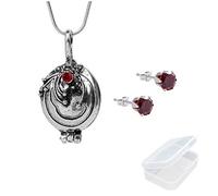 JinYu 2 Set Les Chroniques des Vampires Elena Gilbert Ouverture Pendentif médaillon Verveine Collier et boucles d'oreilles rouges avec boîte transparente