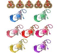 JinYu 5 pièces de monnaie chinoises Feng Shui en cuivre et 7 sachets chinois en brocart de soie avec cordon de serrage, sac cadeau pour bijoux