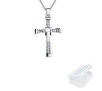 JinYu Collier de style Fast and Furious Dominic Toretto Vin Diesel | Chaîne avec pendentif croix strass avec boîte, Métal, Strass