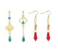 JinYu Genshin Impact Lot de 2 paires de boucles d'oreilles pendantes pour femme - Élément de figure d'anime Œil de Dieu Anemo Vision Venti Bijoux pour femmes et filles avec 10 autocollants