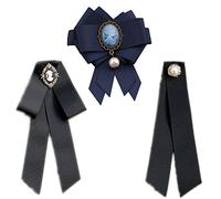 JinYu Lot de 3 nœuds en strass - Pour femme - Pour mariage, fête de Noël, cérémonie (noir)