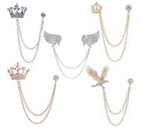 JinYu Lot de 5 ailes avec chaîne à suspendre - Broche en forme d'aigle - Broche de mariage, Métal