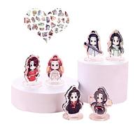 JinYu Tian Guan Ci Fu Xie Lian Hua Cheng Figurine en acrylique Décoration de bureau et 10 autocollants pour fans (petit 6 pièces)