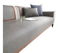 JinZao Housse De Canapé 1/2/3/4 Places, Couvre Canapé en Forme De L d'angle, Tissu Fin en Soie Glacée D'Été, Texture Rayée, Résistante À l'usure, Antidérapante Et Lavable(D,90X240CM)