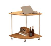 JinZao Table D'appoint, Bout De Canape Modulable Ronde, Petite Table Basse, avec 2 Étagères De Rangement en Bois, Pieds en Acier avec Patins Antidérapants, Bois Original, Noir Et Blanc(A,40X40X53CM)