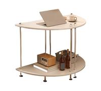 JinZao Table D'appoint, Bout De Canape Modulable Ronde, Petite Table Basse, avec 2 Étagères De Rangement en Bois, Pieds en Acier avec Patins Antidérapants, Bois Original, Noir Et Blanc(C,80X40X53CM)