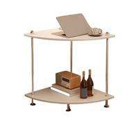 JinZao Table D'appoint, Bout De Canape Modulable Ronde, Petite Table Basse, avec 2 Étagères De Rangement en Bois, Pieds en Acier avec Patins Antidérapants, Bois Original, Noir Et Blanc(C,40X40X53CM)