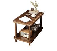 JinZao Table D'appoint Carrée en Bois D'hévéa, Bout De Canape De Salon, Petite Table Basse De Chambre, avec Étagère De Rangement Double Couche, Stable Et Durable, Peut Supporter 100 Kg(B,60X30X55CM)