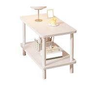 JinZao Table D'appoint Carrée en Bois D'hévéa, Bout De Canape De Salon, Petite Table Basse De Chambre, avec Étagère De Rangement Double Couche, Stable Et Durable, Peut Supporter 100 Kg(C,60X30X55CM)