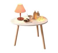 JinZao Table D'appoint en Bois Massif, Bout De Canape Ovale, Petite Table Basse, avec Trois Pieds en Bois, Stable Et Durable, pour Chambre, Salon Et Bureau(A)
