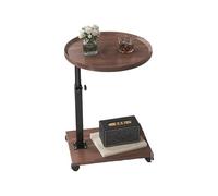 JinZao Table D'appoint en Forme De C Hauteur Réglable, avec Plateau Supérieur Et Inférieur en Bois Double Épaisseur, Plateau Rond Et Carré, Table De Canapé avec roulettes(A,B)