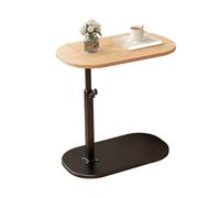 JinZao Table D'appoint en Forme De C Hauteur Réglable, Table De Canapé avec Plateau Rotatif À 360°, avec Palette en Bois Massif Et Base en Acier Métallique, pour Chambre Et Salon(A)
