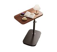 JinZao Table D'appoint en Forme De C Hauteur Réglable, Table De Canapé avec Plateau Rotatif À 360°, avec Palette en Bois Massif Et Base en Acier Métallique(A)