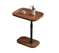 JinZao Table D'appoint en Forme De C Hauteur Réglable, Table De Canapé, Plateau en Bois Rainuré, avec Tiges De Support Métalliques Réglables, pour Canapés Et Lits, Marron(A)