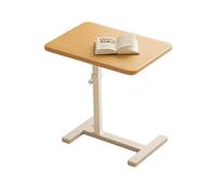 JinZao Table D'appoint en Forme De C Hauteur Réglable, Table De Canapé Pliable avec Poulie Cachée, avec Palette en Bois Et Cadre en Métal, pour Canapés, Lits Et Baignoires(D,A)