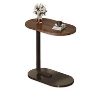 JinZao Table D'appoint en Forme De C Nordique Moderne, avec Plateau Ovale en Bois, Table De Canapé avec Structure et Base en Acier Carbone, Convient pour Canapé, Lit Et Baignoire, 40X30X57CM(C)
