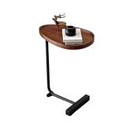 JinZao Table D'appoint en Forme De C, Plateau en Bois avec Placage en Marbre, Table De Canapé avec Base en Métal, Convient pour Canapé, Lit Et Baignoire(B)