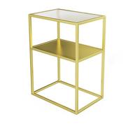 JinZao Table D'appoint en Métal Noir, Bout De Canape Carrée, Petite Table Basse, avec Un Plateau en Verre Trempé Et Une Étagère De Rangement, pour Salon, Balcon Et Chambre(B,30X45X54CM)