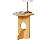 JinZao Table D'appoint Moderne, Bout De Canape Ronde en Bois, Petite Table Basse De Salon, Plateau Et Base en Bois D'hévéa, Forte Capacité De Charge, Structure Stable(C)