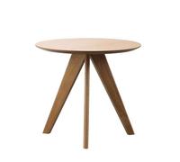 JinZao Table D'appoint Ronde en Bois, Bout De Canape De Salon, Petite Table Basse De Chambre, Plateau Et Pieds en Bois Massif, Structure Triangulaire, Blanc, Couleur Bois Naturel(A,30X30X35CM)