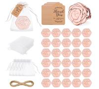 Jinzhenhong Lot de 30 miroirs compacts en forme de rose pour invités - Avec étiquette de remerciement et sac en organza (or rose)