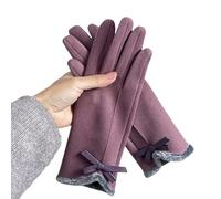 JINZIJINYU Gants Et Moufles Femme Gants Chauds Pour Femmes En Hiver Avec Un Joli Nœud En Peluche Et Un Écran Tactile Épais En Tissu Éponge Violet Résistant Au Froid Pour Le Cyclisme En Hiver