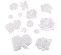 JINZIJINYU Patches À Repasser 14Pcs Embroidered Cloth Label Pure White Rose Flower Hotel Curtain Bed Sheet Filling Smoke Hole Stickers Down Jacket Patch Stickers