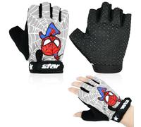 JIOLINK Gants Vélo Enfant, Gants de Cyclisme Enfant sans Doigts Gants de vélo d'été Accessoire Vélo pour Garçon Enfants 6-10 Ans Cyclisme VTT BMX Escalade Alpinisme (Gris)