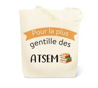 JIOMULIG Cadeau Atsem Personnalisé Tote Bag Merci Cadeau Professeur Maitresse Atsem Aesh Noel Pâques Jour de l'An Noël Fin de l'Année Scolaire Anniversaire Retraite Cadeaux Sac Réutilisable Totebag