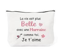 JIOMULIG Trousse de Maquillage Cadeau pour Marraine Adorée Cadeau Personnalisé Remerciement pour Marraine Pochette de Toilette Voyage Idée Cadeau pour Baptême Noël Anniversaire ou Fête des Mères