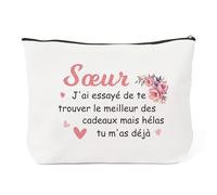 JIOMULIG Trousse de Maquillage Cadeau pour Sœur Idée Cadeau pour la Fête des Sœurs Anniversaire ou Noël Cadeau Appréciation Aînée ou Cadette Demi-Sœur Belle-Sœur Meilleure Amie Trousse de Toilette