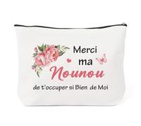 JIOMULIG Trousse de Maquillage Cadeau Pratique Merci Ma Nounou Trousse de Toilette Voyage Femme Personnalisé Cadeau Nounou Original Appréciation pour Assistante Maternelle Dévouée ou Garde d'enfants