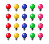 Jiotouhu 20PCS 2W E27 ampoule couleur, ampoule LED couleur unique, 200LM Lampe de Noël 220V-220V partie petite bulle de couleur, 180 ° ampoule LED (4 par couleur)