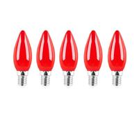 Jiotouhu 5 pièces Rouge E14 1W 220V LED ampoules colorées, couverture en plastique, non dimmable, pour l'extérieur intérieur string mariage fête bar ambiance décor